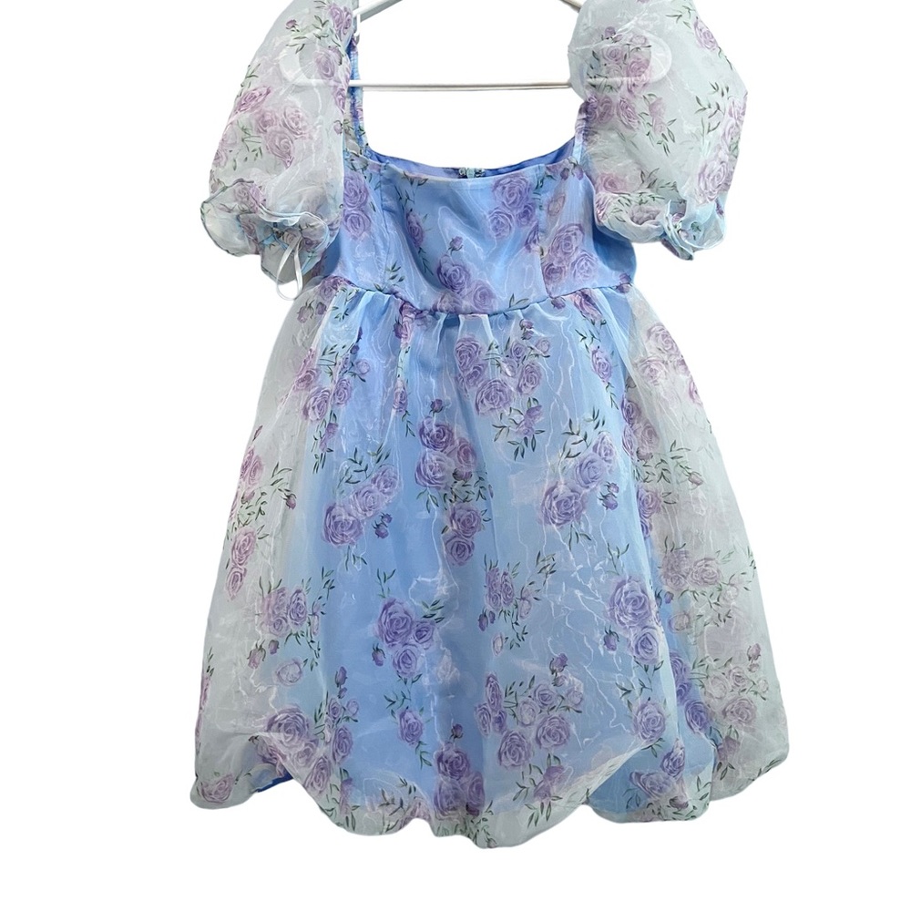 Blue & lilac babydoll dress. Selkie vibes from Shein. Small